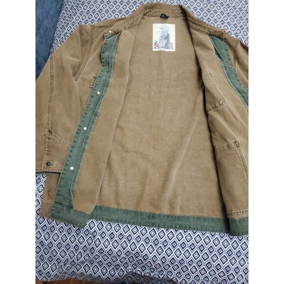 Vintage Levis X Dockers Coat Men's XL Denim Tick Jacket Mid Length Barn - Picture 4 of 16